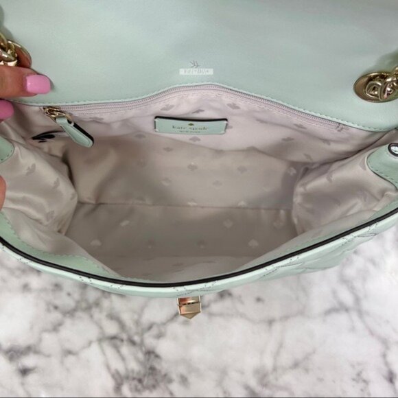 Kate Spade Natalia Quilted Leather Medium Flap Chain Shoulder Bag Crossbody - Picture 7 of 10